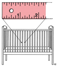 Choose a crib with bars no more than 2 3/8